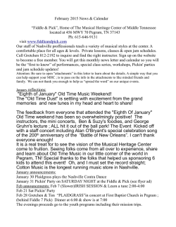 "Eighth of January" Old Time Music Weekend! The