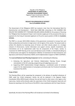 Planning Officer - Philippine Rural Development Program