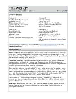 The Weekly - First Christian Reformed Church of Detroit