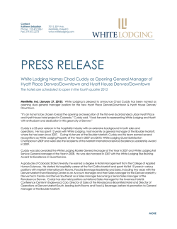 PRESS RELEASE - White Lodging
