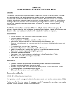 Member Services/Social Media Representative