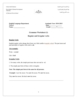 Grammar Worksheet (1) Regular and Irregular verbs