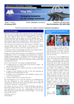 The Pit Week 1 Term 1 - Belmont Christian College