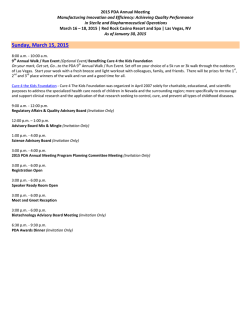 Sunday, March 15, 2015 - Parenteral Drug Association