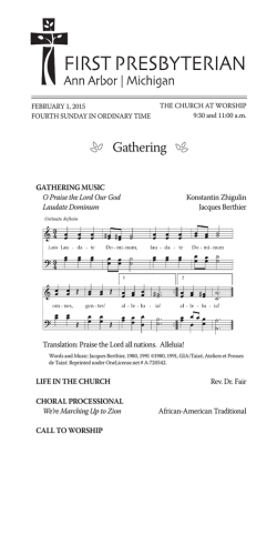 9:30 and 11:00 a.m. - First Presbyterian Church of Ann Arbor