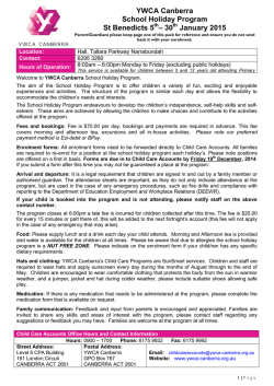 January 2015 - YWCA Canberra