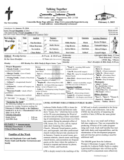 Weekly Newsletter - Concordia Lutheran Church