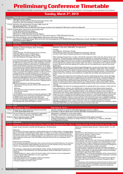 Conference timetable - Managing Aging Plants