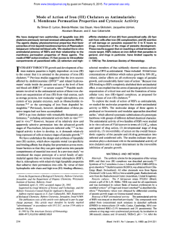 Mode of Action of Iron (111) Chelators as Antimalarials: I