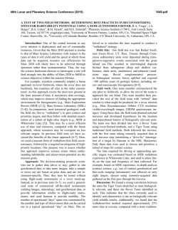 A TEST OF TWO FIELD METHODS: DETERMINING BEST