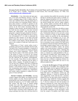 Bi-Stability, the Evolution of Terrestrial Planets and - USRA