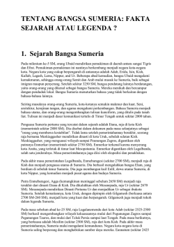 TENTANG BANGSA SUMERIA: FAKTA SEJARAH