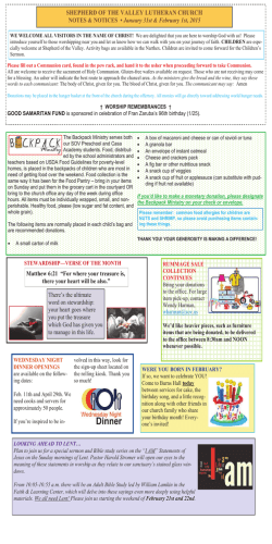 View the latest issue - Shepherd of the Valley Lutheran Church