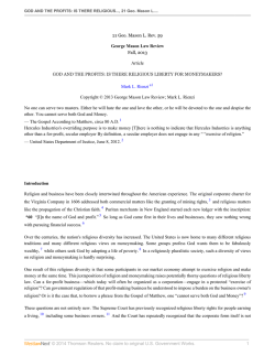 God and the Profits: Is There Religious Liberty for Money