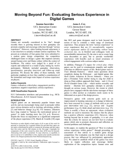 Moving Beyond Fun: Evaluating Serious Experience in Digital Games