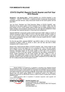 STATS ChipPAC Reports Fourth Quarter and Full Year 2014 Results