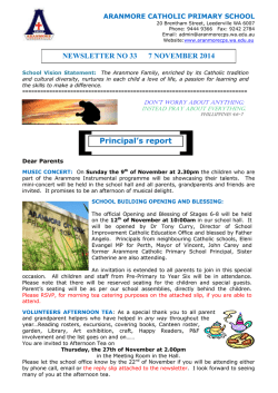 NEWSLETTER NO 33 7 NOVEMBER 2014