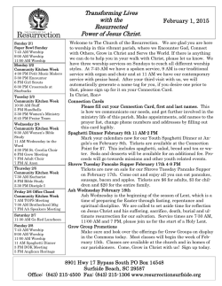 Announcements February 1, 2015