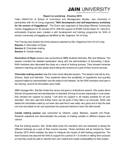 Report on workshop - Enactus 2015 Team