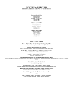 FUNCTIONAL DIRECTORY - Federal Reserve Bank of Richmond