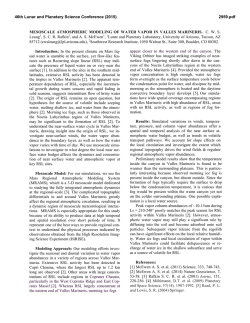 Mesoscale Atmospheric Modeling of Water Vapor in Valles Marineris