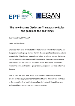 transcript - pharma disclosure