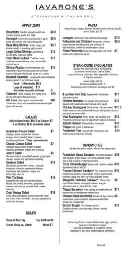 Lunch Menu - Iavarones Steakhouse