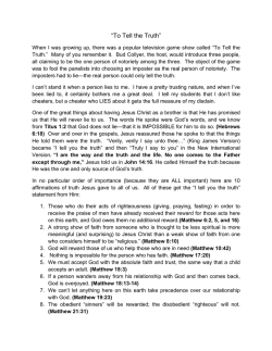 To Tell the Truth - Columbus Avenue Church of Christ