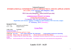 Lunch: 13.15 &ndash; 14.25 - Luminescence Society of India