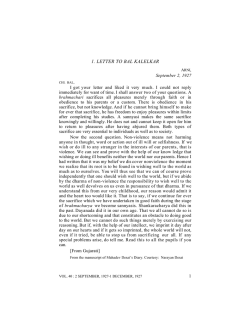 1. LETTER TO BAL KALELKAR - Mahatma Gandhi Sevagram Ashram