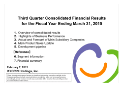 For the Third Quarter Ended Dec 31,2014
