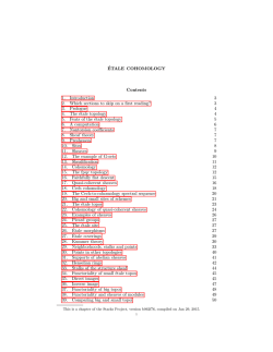 &Eacute;tale Cohomology - Stacks Project