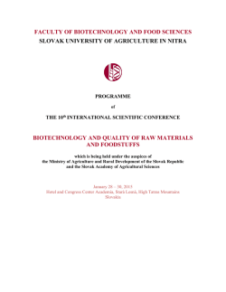 FACULTY OF BIOTECHNOLOGY AND FOOD