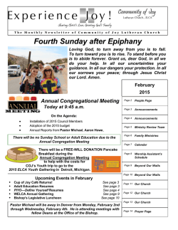 Monthly Newsletter - Community of Joy, ELCA