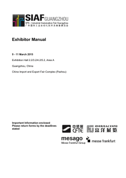 SIAF2015 Exhibitor manual - SPS &ndash; Industrial Automation Fair