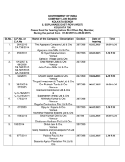 Monthly Cause List - Company Law Board