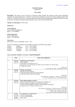 BMA6054 Editing Spring 2015 SYLLABUS Description: The course