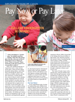 FUll-DAy KINDErGArTEN IN ONTArIO