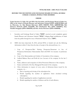 Page 1 of 13 WTM/SR/SEBI &ndash; ERO: PLO/17/02/2015 BEFORE THE