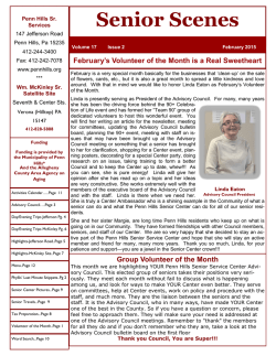 Senior Services Center NewsLetter (Monthly)