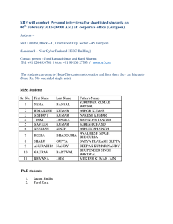 Date of Personal Interviews to be conducted by SRF