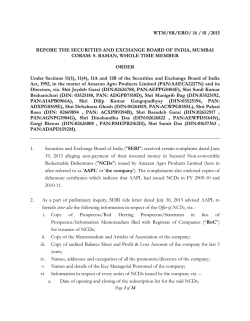 WTM/SR/ERO/ 16 / 01 /2015 BEFORE THE SECURITIES