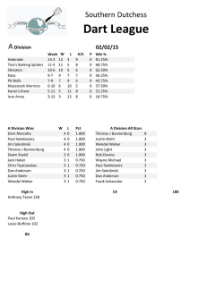 Week 1 - Southern Dutchess Dart League