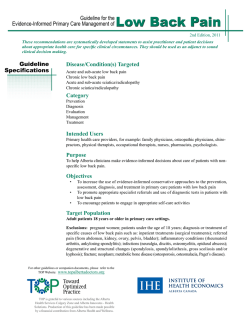 Low Back Pain - Toward Optimized Practice (TOP)
