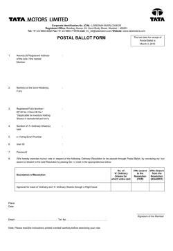 Postal Ballot Form (A Ordinary Shares)