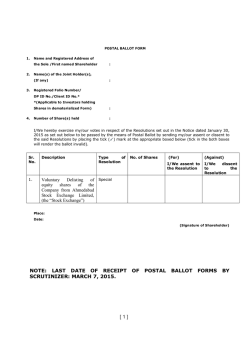 [ 1 ] NOTE: LAST DATE OF RECEIPT OF POSTAL BALLOT