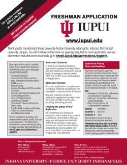 FRESHMAN APPLICATION www.iupui.edu
