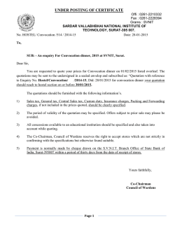 An enquiry For Convocation dinner, 2015 at SVNIT, Surat.