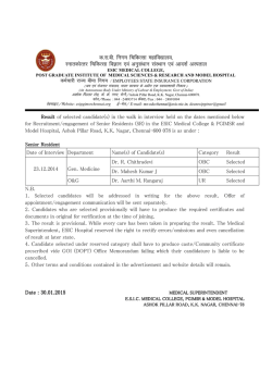 Results of Senior Residents