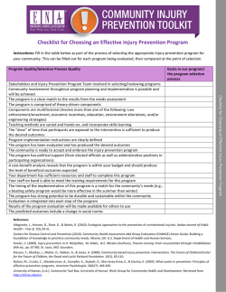 Checklist for Choosing an Effective Injury Prevention Program